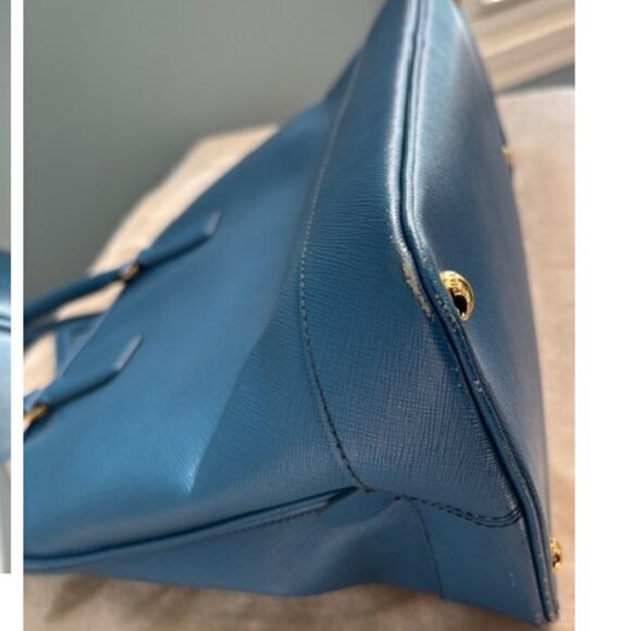 Authentic Prada Saffiano Leather Dome Tote in Beautiful Blue - Picture 7 of 16